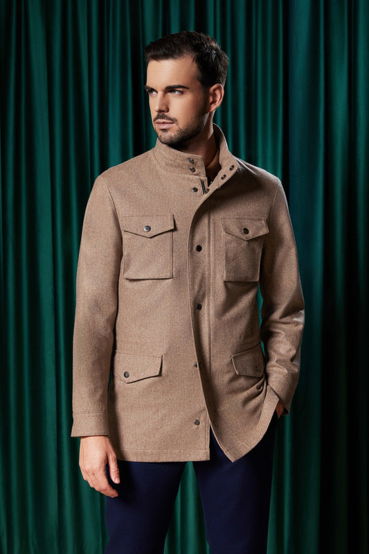 Vitale Barberis Canonico Rain, Wind &amp; Fire Beige Field Jacket