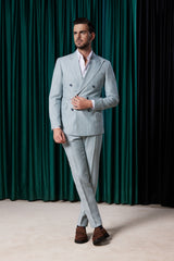 Costum Verdi Baby Blue Double-Breasted - Ermenegildo Zegna
