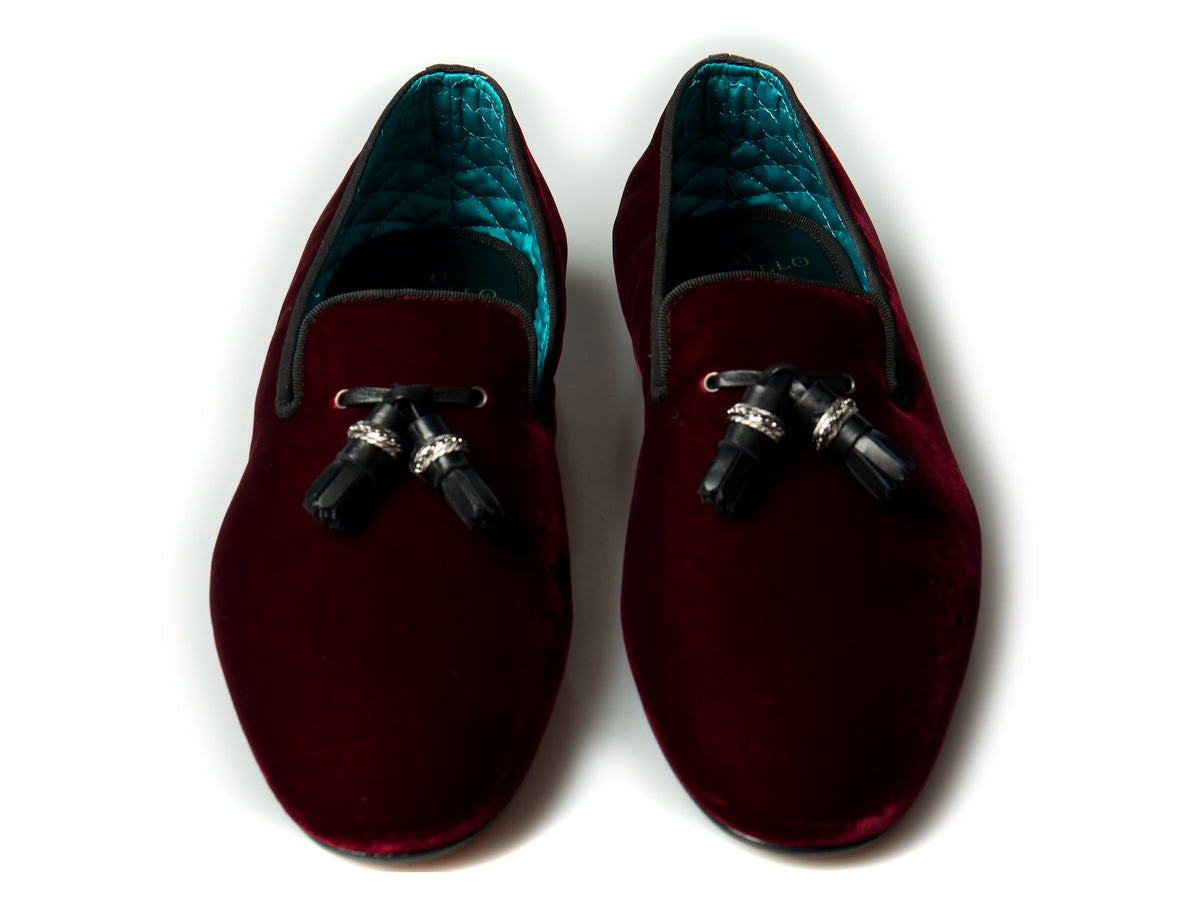 Pantofi Tassel Loafers Catifea Bordeaux