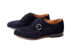 Pantofi Monk Single Strap suede bleumarin