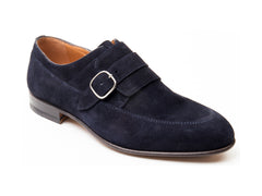 Pantofi Monk Single Strap suede bleumarin