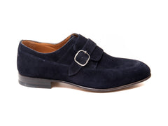 Pantofi Monk Single Strap suede bleumarin