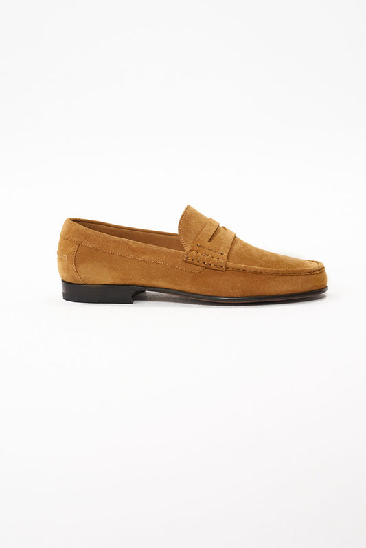 Penny Loafer Suede piele întoarsă maro deschis cu talpă joasă - Gabriel