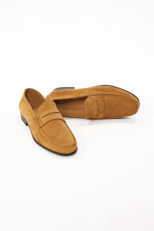 Penny Loafer Suede piele întoarsă maro deschis cu talpă joasă - Gabriel